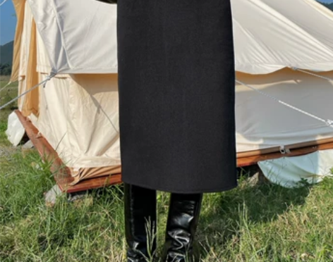 MADEINOST欧莎极简风双面羊毛开衩中...