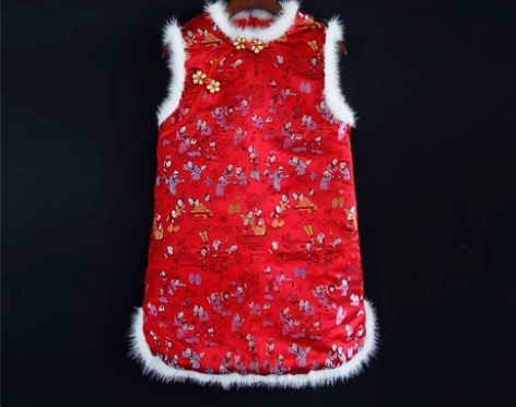 2018冬装新款女童马甲旗袍裙儿童宝宝中国...