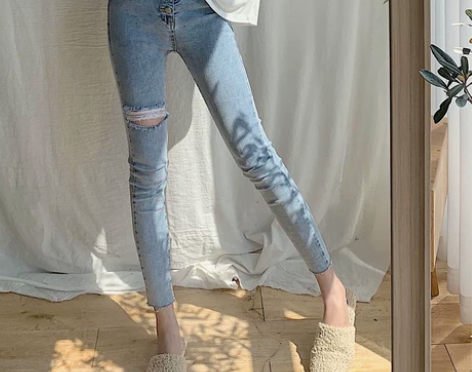 破洞牛仔裤春秋2020年新款女高腰洋气显瘦...
