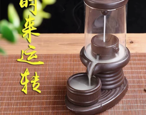 新款倒流香炉时来运转玻璃防风创意家用摆件禅...