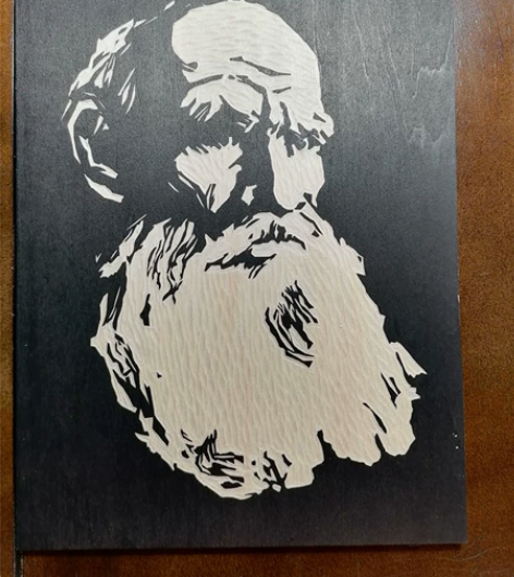 木刻版画：《托尔斯泰》 材质：椴木木刻板 ...