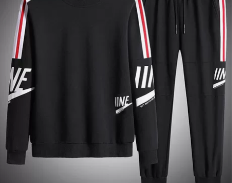 木笛男士休闲套装运动套装男春秋季薄款卫衣两...