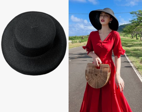 一起旅行 海边度假沙滩帽太阳帽赫本风泰国旅...