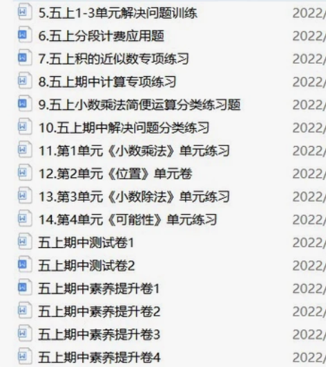 今年教五年级数学，五年级上册期中复习必备资...