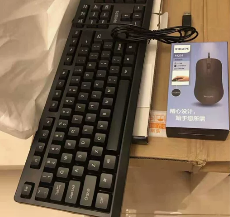 【全新】飞利浦电脑键盘有线USB静音无声台...