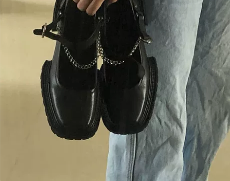 2020新款复古玛丽珍鞋英伦风方头松糕鞋暗...