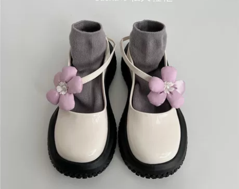 法式厚底玛丽珍鞋2022春季日系花朵JK单...