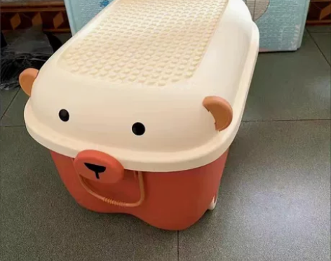 儿童玩具收纳箱，杂物零食储物箱带轮滑，大容...