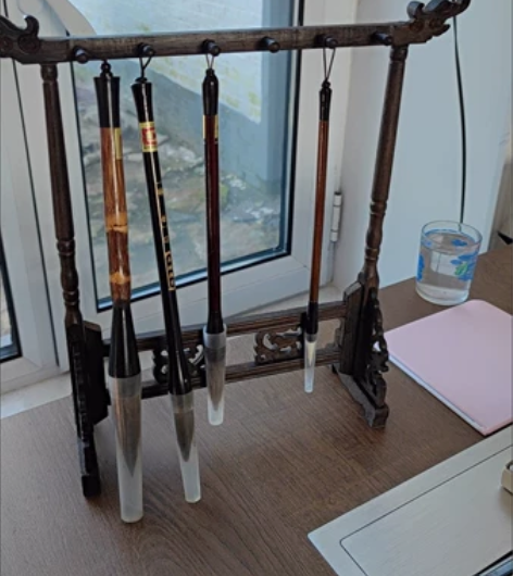 龙头毛笔架6挂12针鸡翅木笔挂 红木文房四...