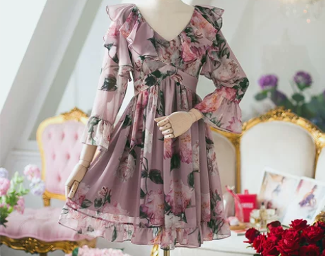 2021夏装新款喇叭袖仙女超仙V领高腰荷叶...