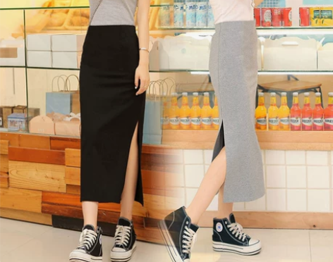 夏季修身显瘦包臀裙半身长裙女韩版一步裙侧开...