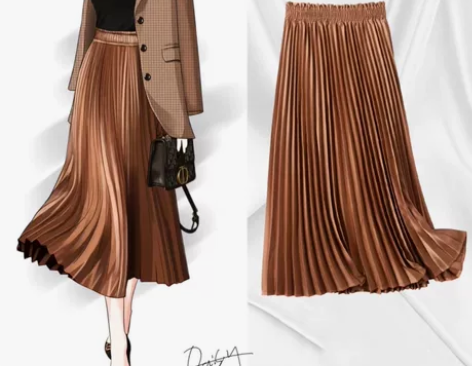 春秋百褶裙，松紧腰，腰围72以内都好穿的吧...