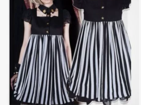 原宿风刺绣星星假领软妹连衣裙M码 重庆主城...