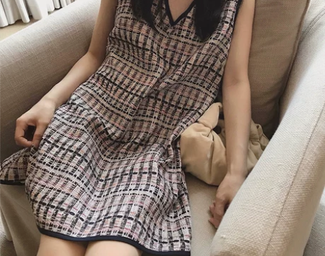 夏无袖连衣裙背心裙子复古港风小个子海边度假...