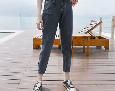 2020春夏季新款宽松显瘦哈伦牛仔裤女九分...