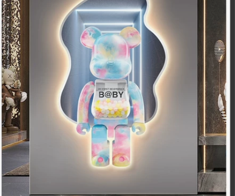 现代轻奢玄关装饰画创意led艺术灯画走廊过...