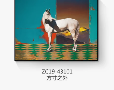 马的轻奢现代美式装饰画 工艺品摆件沙发背景...
