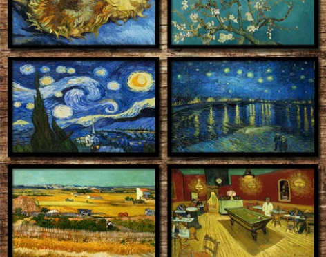 梵高油画星空杏花抽象墙画壁画挂画客厅装饰画...