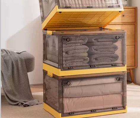 全新 折叠收纳箱家用户外露营透明茶色大号塑...