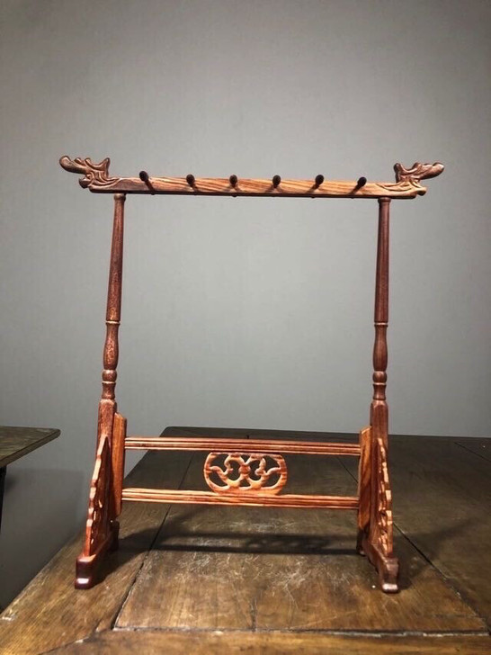 精品12针红木文房毛笔架，做工精细，纹理清...