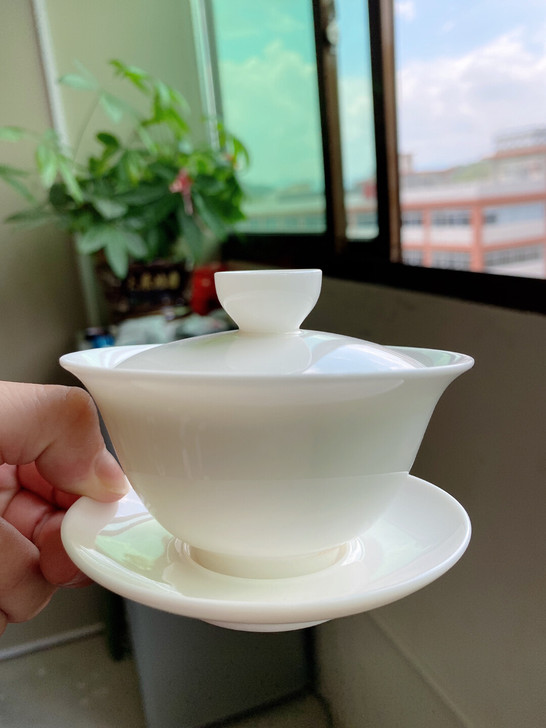 羊脂玉盖碗中国白瓷礼品定制