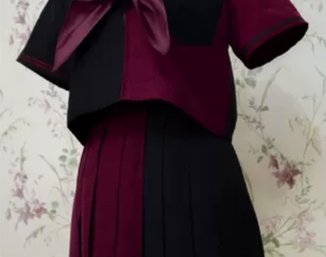 巫骷岩 原创设计红与黑双子拼色制服 一套上...