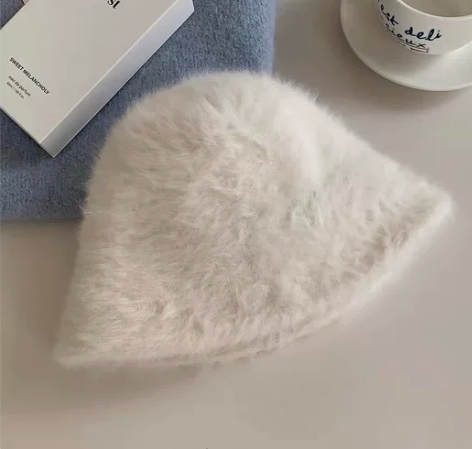 芝士商店~兔毛渔夫帽女ins慵懒风毛绒帽子...