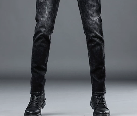香港高端黑色牛仔裤男修身小脚2022秋冬