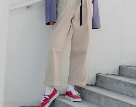 尔给ulzzang港味卡其色裤子女2018...