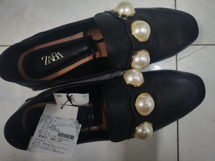 zara珍珠皮鞋  39
