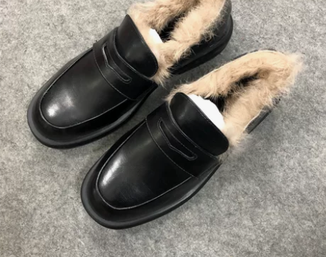 毛毛鞋女冬2022年冬季新款加绒厚底增高英...