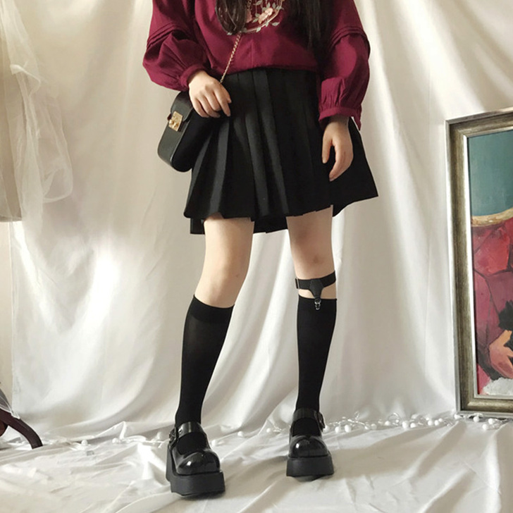 时光里的店新款原宿大头娃娃鞋暗黑松糕厚底浅...