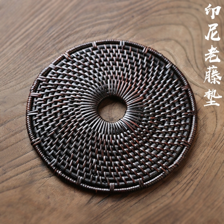 老藤编壶垫 日本藤编垫杯垫壶托 茶炉隔热 ...