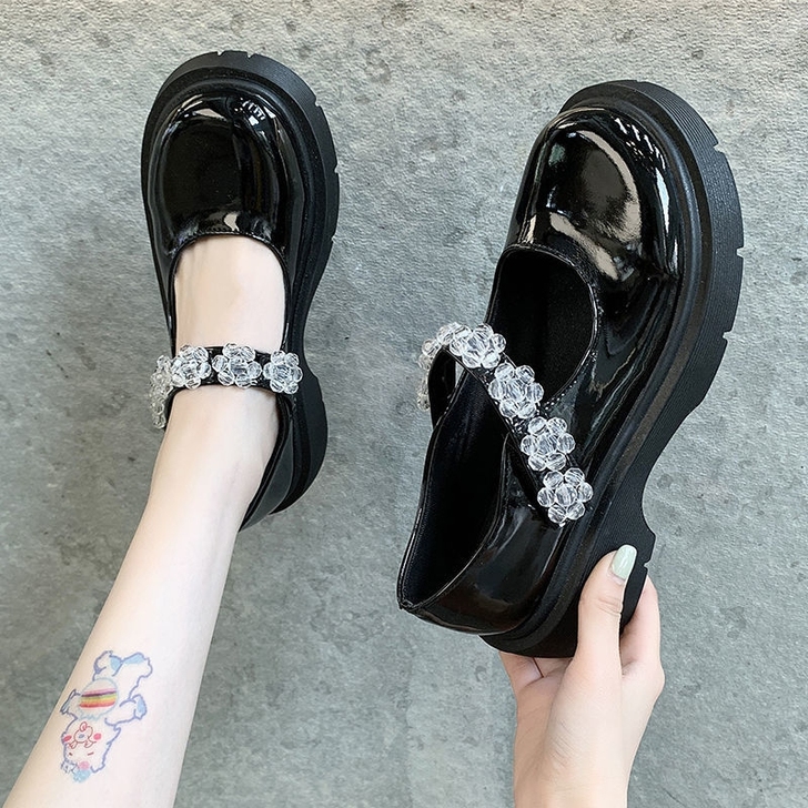 玛丽珍鞋娃娃鞋黑色冰花