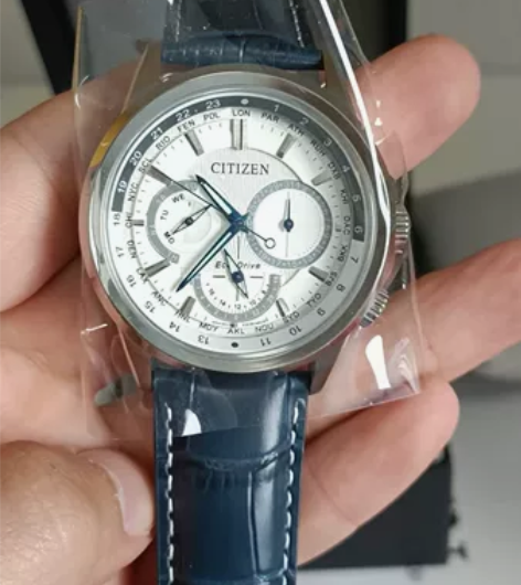 西铁城光动能男表小蓝针时尚潮流商务休闲夜光...