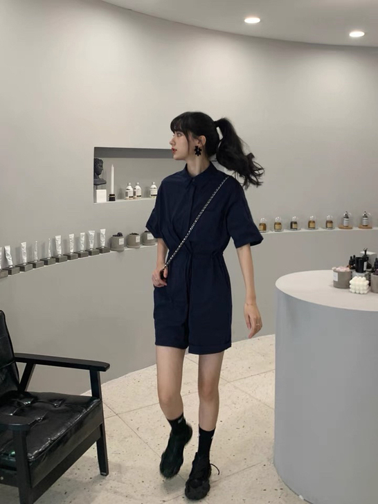 小个子复古港风工装连体裤