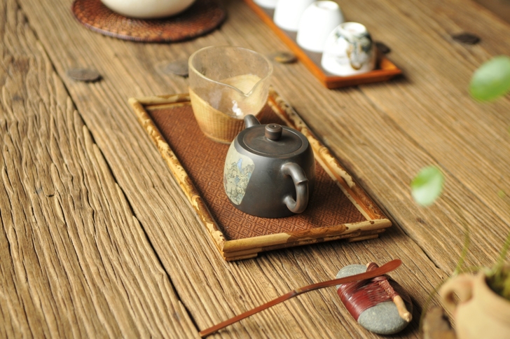 云妃竹菱形纹藤席面干泡盘 日式藤编席面竹干...