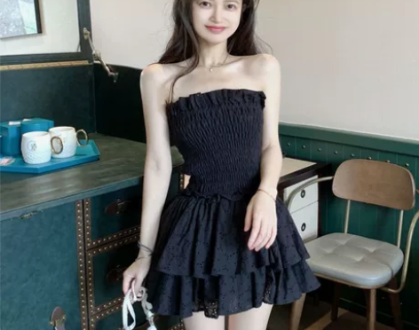 甜欲风裙子2022新款夏天穿的辣妹性感抹胸...