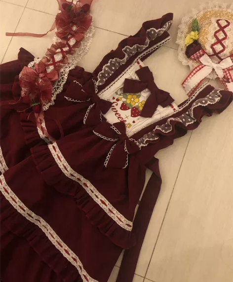 可爱裙 可爱小草莓白糖少女现货原创设计Lo...
