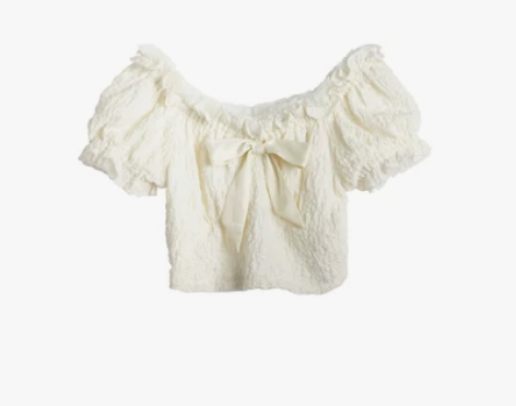 2021夏季新款甜美气质白色上衣女收腰显瘦...