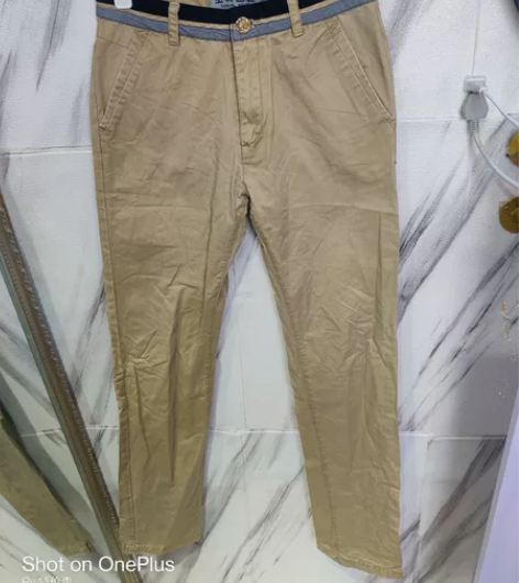 韩版纯棉咖色直筒休闲裤男士 165码，腰围...