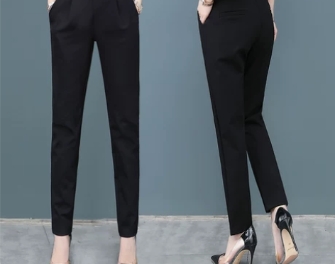 全新黑色裤子，女休闲小脚九分裤2020春秋...
