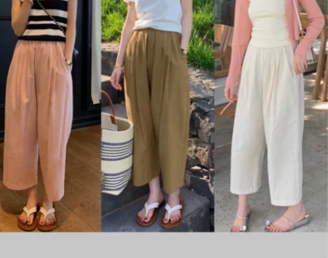 一定要冲这条！凉快舒服！宽松九分棉麻裤灯笼...