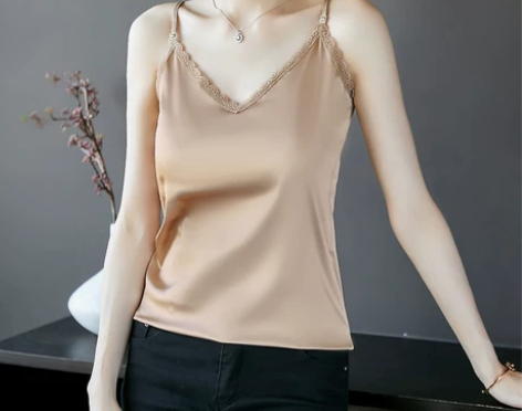 吊带背心女外穿春夏真丝绸缎打底西装内搭美背...