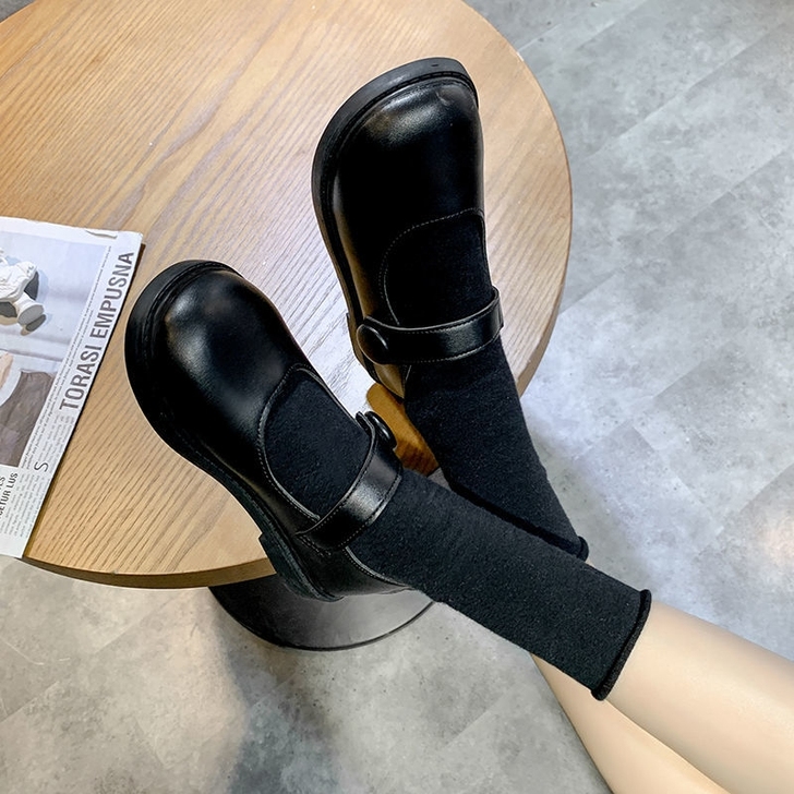 秋季软妹大头皮鞋日系圆头女学生百搭娃娃鞋平...