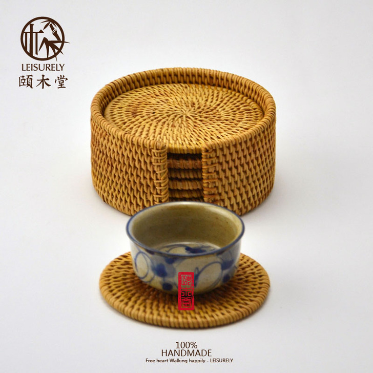 颐木堂纯手工藤编茶垫铁壶杯垫杯隔热垫功夫茶...