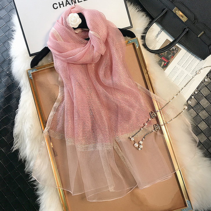 真丝丝巾女士秋冬季洋气时尚韩版百搭桑蚕丝长...