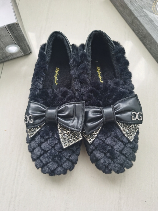 全新，毛毛鞋，新款百搭蝴蝶结，棉鞋，一脚蹬...