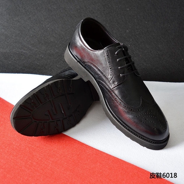 高端布洛克!真皮皮鞋头层牛皮商务休闲职场上...