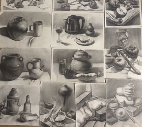 静物素描作耶成品八k现有! 8k素描完整稿...